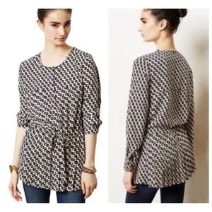 Maeve Anthropologie Selva Pleated Drop Waist Tunic Top Size Small